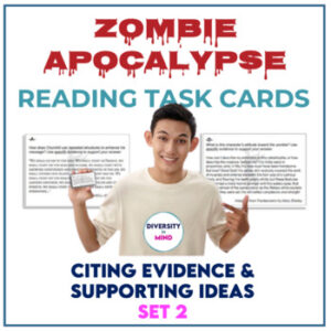 Reading Task Cards (Citing Evidence & Supporting Ideas) SET 2 Zombie Apocalypse